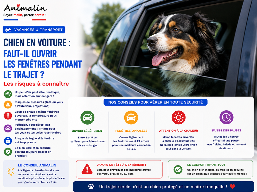 🚗 Chien en voiture : faut-il ouvrir les fenêtres pendant le trajet ? Les risques à connaître