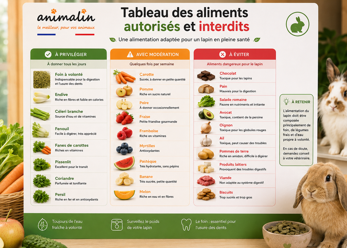 🥕 Les aliments autorisés et interdits chez le lapin : le guide complet (2026)